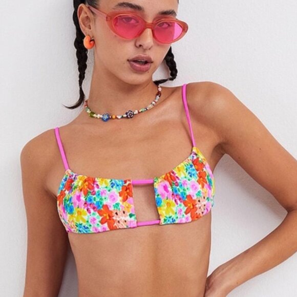New! FOR LOVE & LEMONS Merrill String Bikini Top Floral Size XS 1614 - Picture 1 of 8